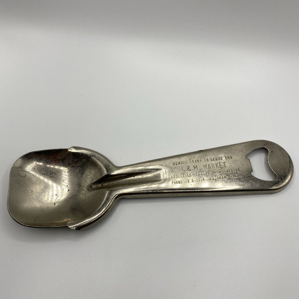 Vintage C&M Market Beer Bottle Opener & Spoon Scoop Waltham MN